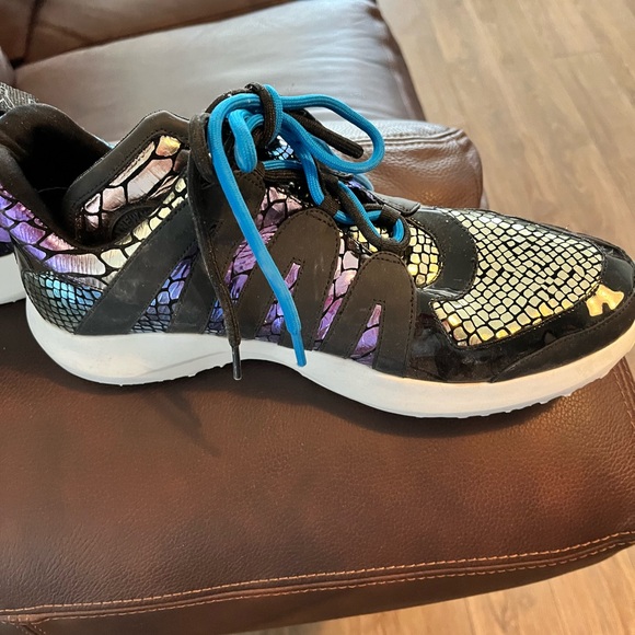 DKNY Womens Black Snake Skin Print Lynzie Toe Leather Athletic Sneakers 11M - Picture 4 of 9